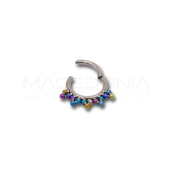 CERCHIETTO CON CORONA DI PALLINE COLORATE IN TITANIO