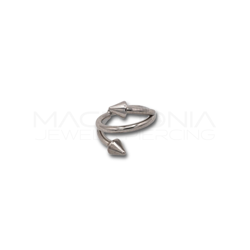 Piercing clicker in titanio F136 a forma intrecciata con coni