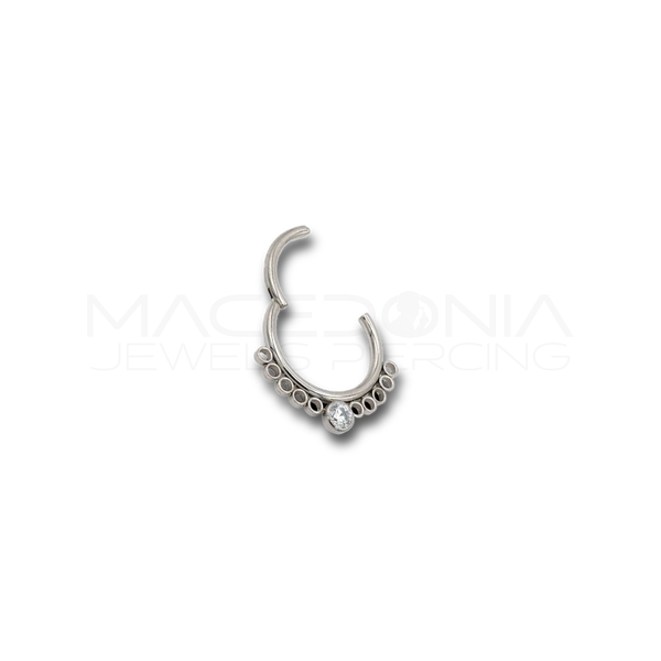 Piercing clicker a cerchi con zircone in acciaio chirurgico 316L