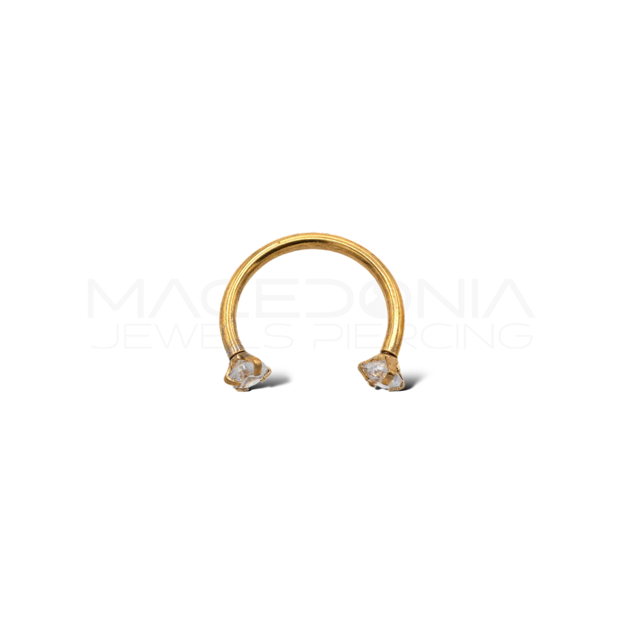 Piercing in acciaio chirurgico 316L con zirconi incastonati da 3 mm