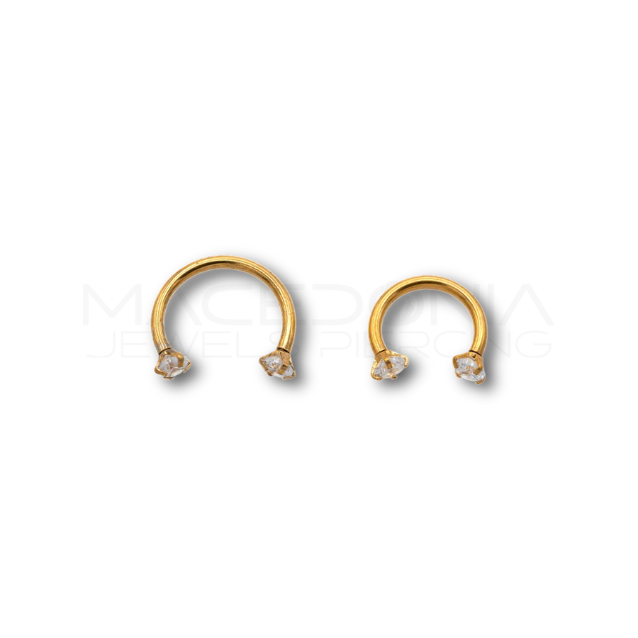 Piercing in acciaio chirurgico 316L con zirconi incastonati da 3 mm