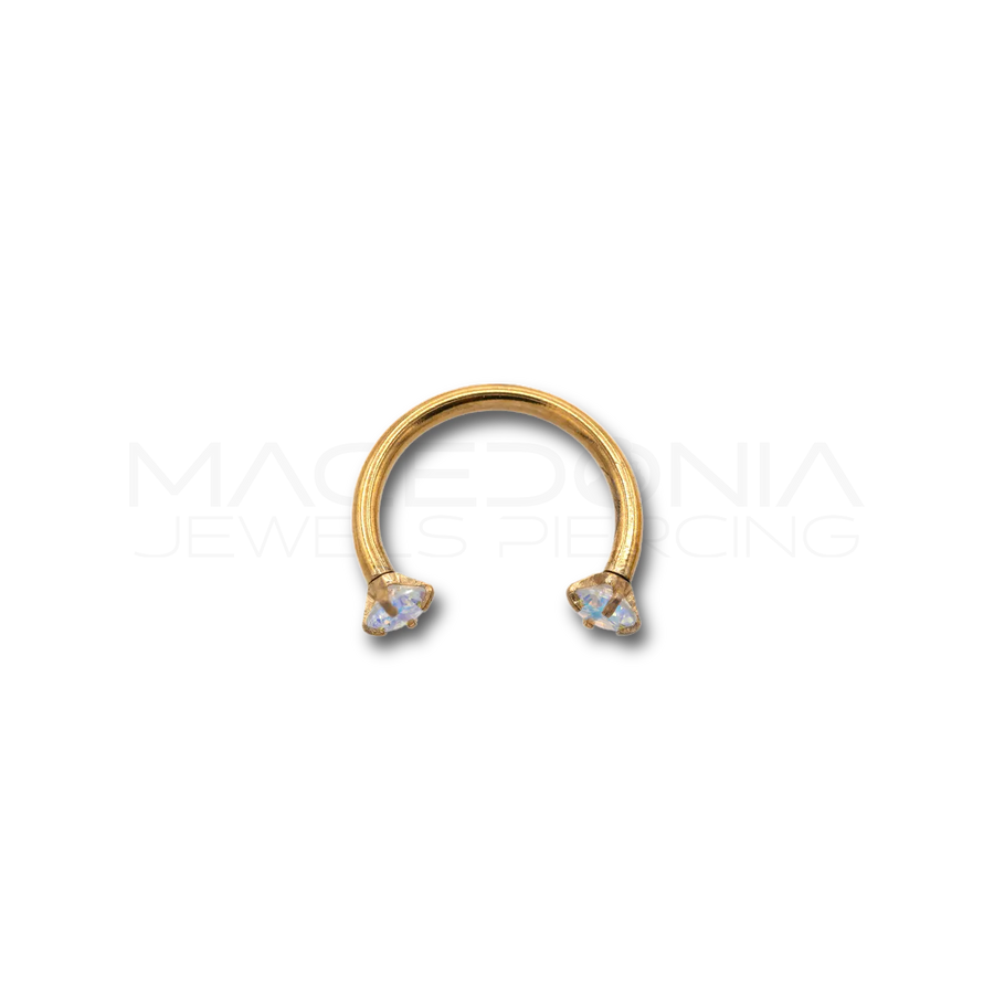 Piercing in acciaio chirurgico 316L con zirconi incastonati da 3 mm