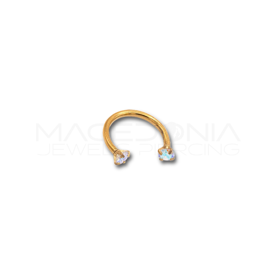 Piercing in acciaio chirurgico 316L con zirconi incastonati da 3 mm