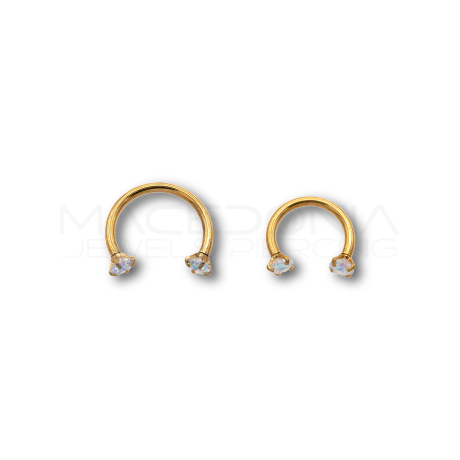 Piercing in acciaio chirurgico 316L con zirconi incastonati da 3 mm