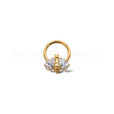 Piercing con chiusura clicker con ape e ali con zirconi incastonati