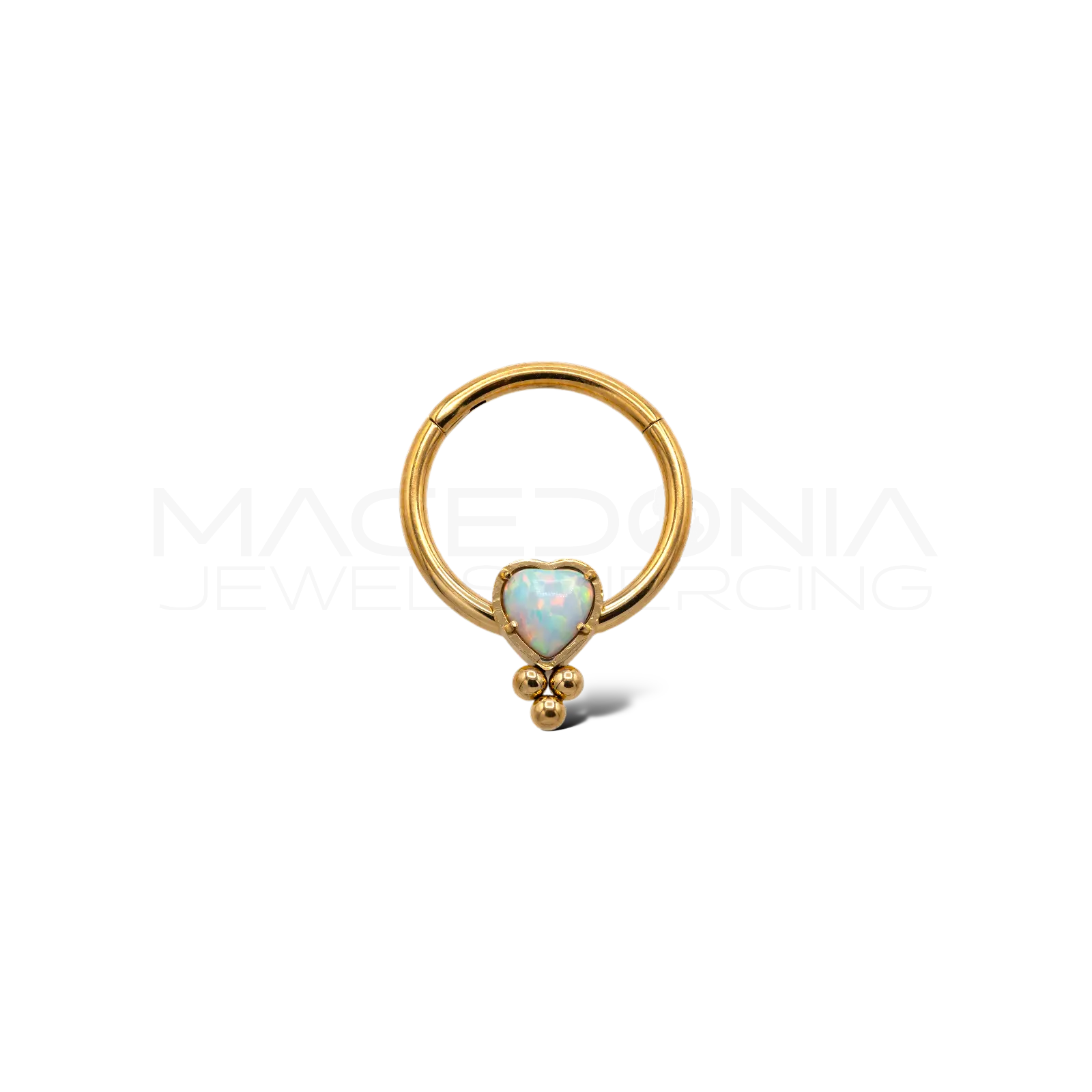 PIERCING A CERCHIO CON CUORE OPALE
