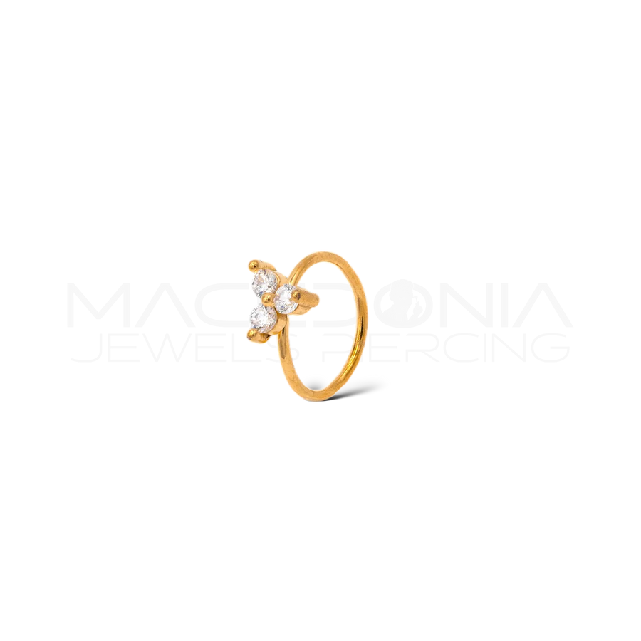 PIERCING A CERCHIO CON TRIFOGLIO CON ZIRCONI