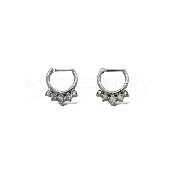 CERCHIO CON CORONA DI ZIRCONI COLORATI