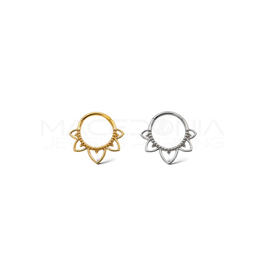 Piercing clicker a corona di petali in acciaio chirurgico 316L