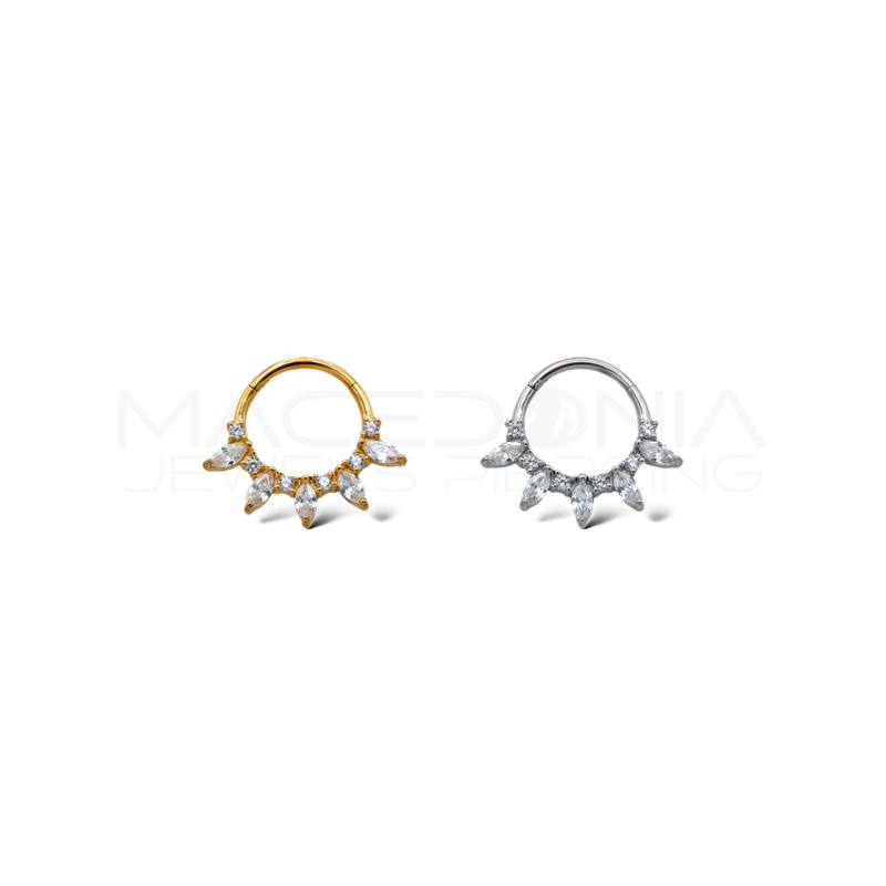Piercing con Corona di Zirconi in Acciaio Chirurgico 316L