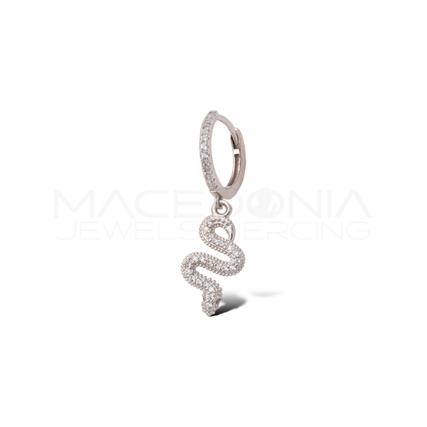 Orecchino Serpente in Argento 925 con Zirconi