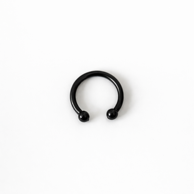 Piercing da naso in acciaio chirurgico 316L con palline da 4 mm, colore nero