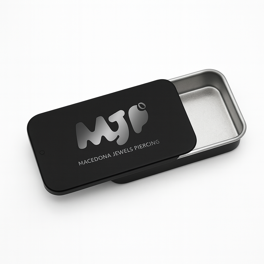 MJP |Scatolina in Metallo Scorrevole nero opaco con logo nero lucido