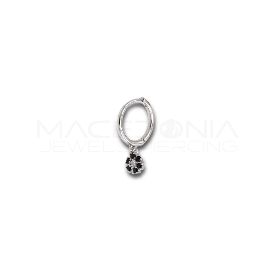 Orecchino Fiore in Argento 925 con Zirconi (Colore Argento)