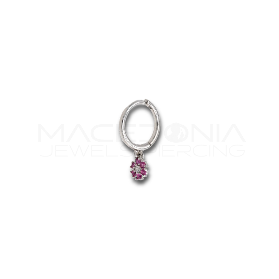 Orecchino Fiore in Argento 925 con Zirconi (Colore Argento)