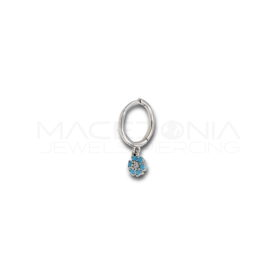 Orecchino Fiore in Argento 925 con Zirconi (Colore Argento)