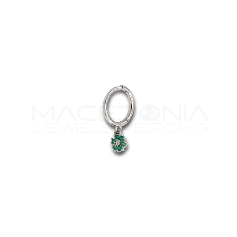 Orecchino Fiore in Argento 925 con Zirconi (Colore Argento)