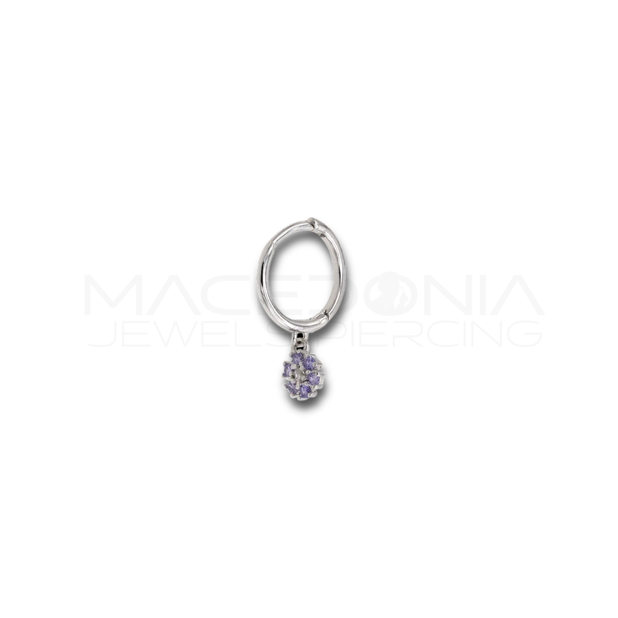 Orecchino Fiore in Argento 925 con Zirconi (Colore Argento)