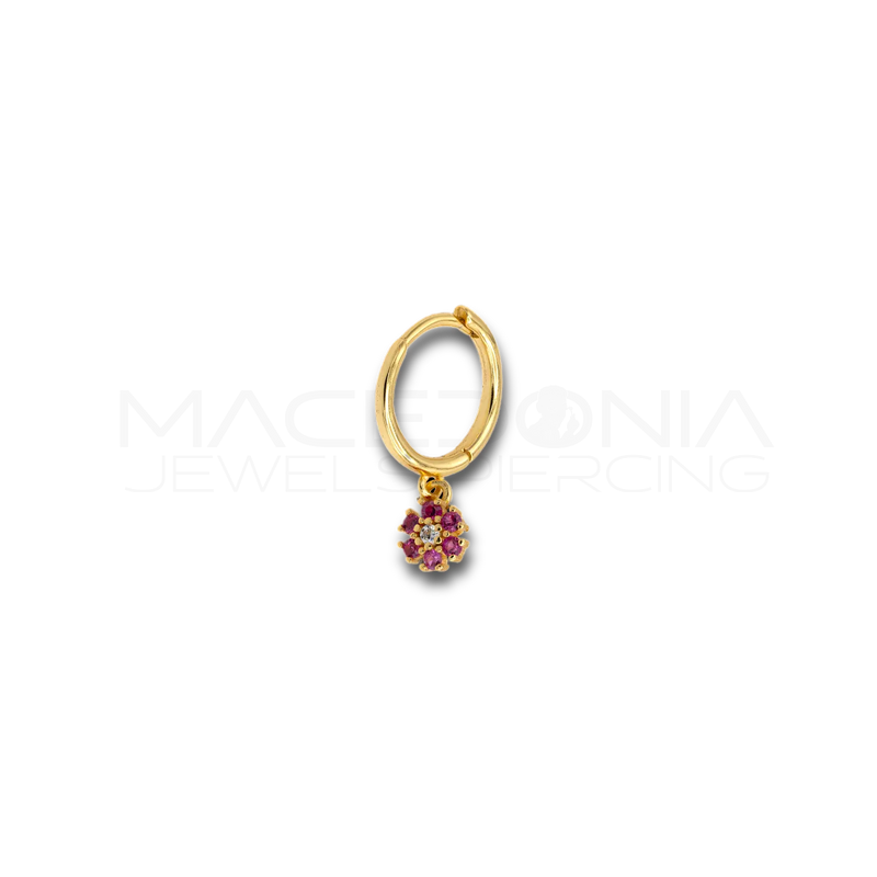 Orecchino Fiore in Argento 925 con Zirconi colore oro