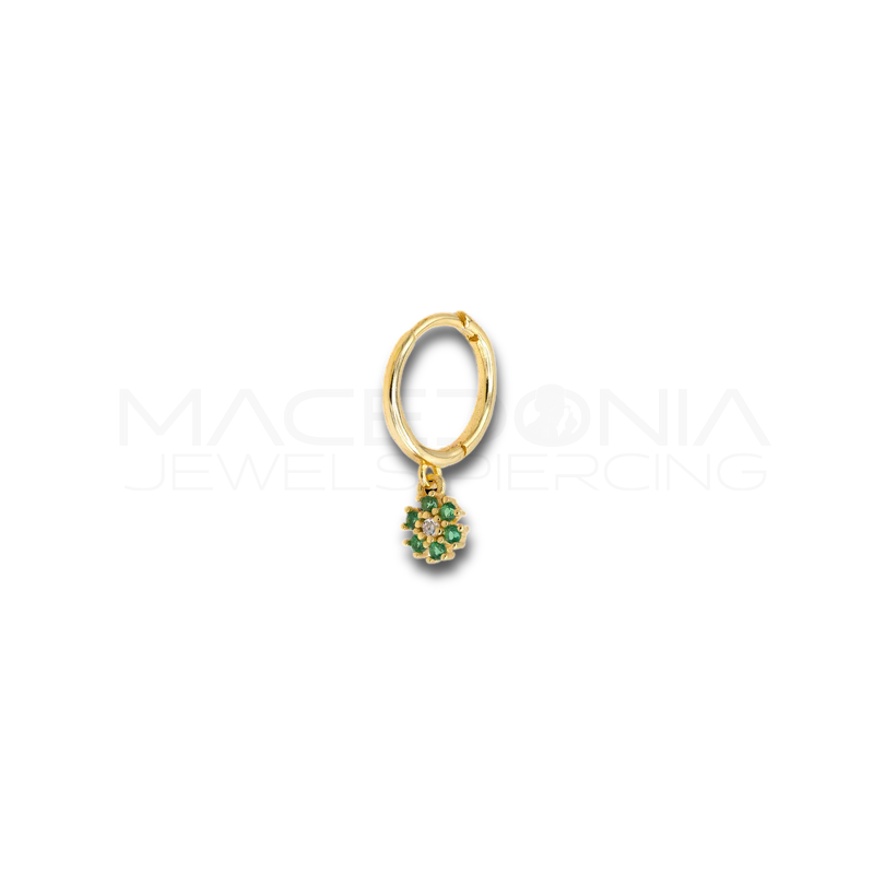 Orecchino Fiore in Argento 925 con Zirconi colore oro