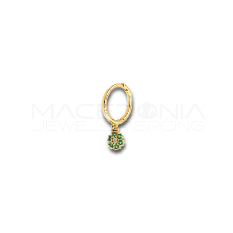Orecchino Fiore in Argento 925 con Zirconi colore oro
