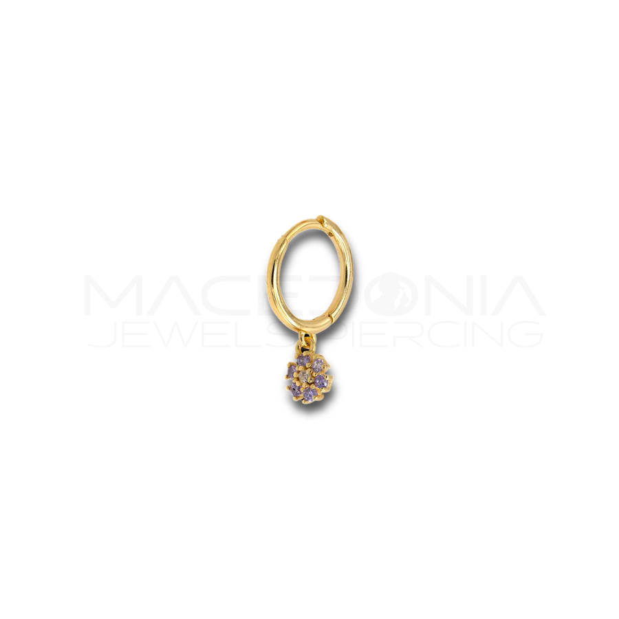 Orecchino Fiore in Argento 925 con Zirconi colore oro