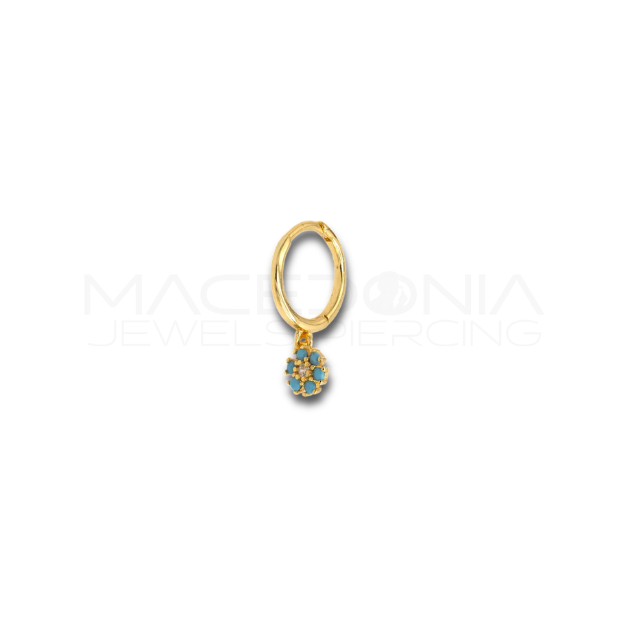 Orecchino Fiore in Argento 925 con Zirconi colore oro