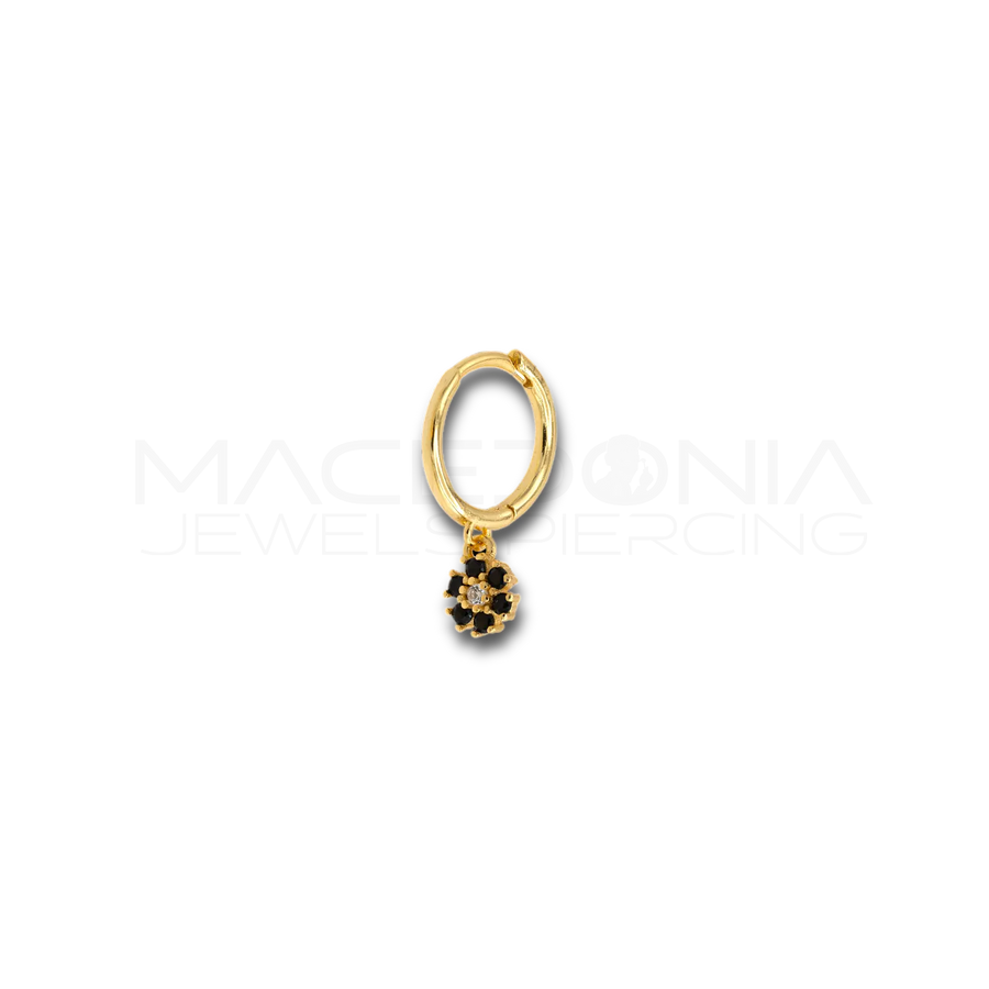 Orecchino Fiore in Argento 925 con Zirconi colore oro