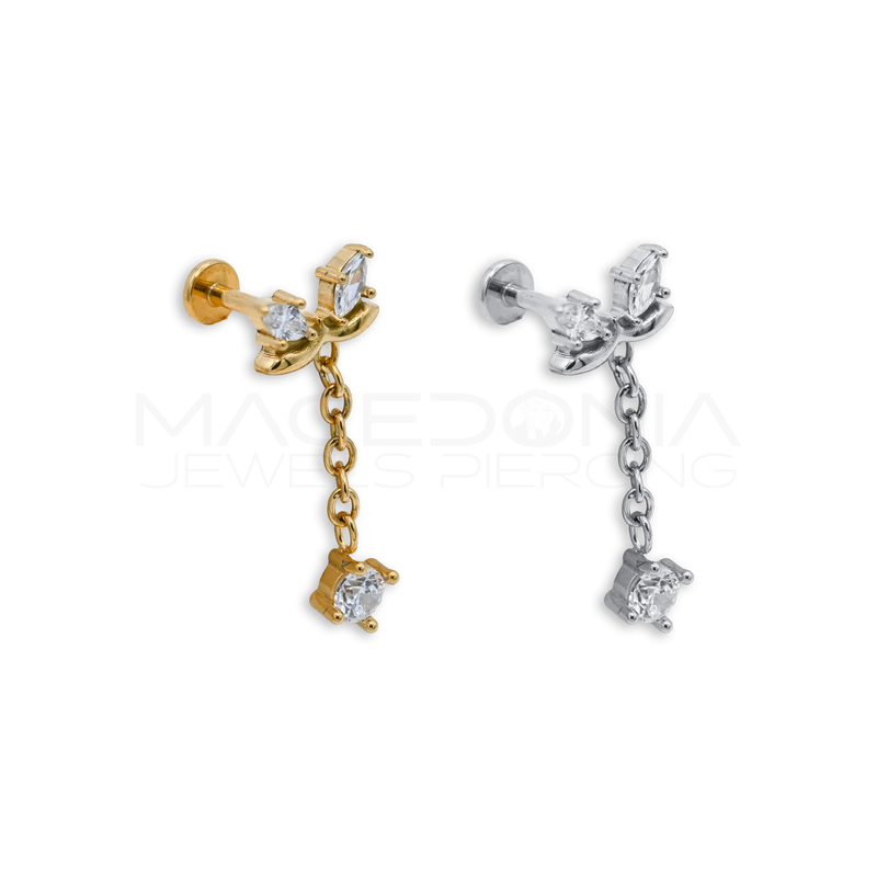 Barretta con Doppio Zircone e Pendente