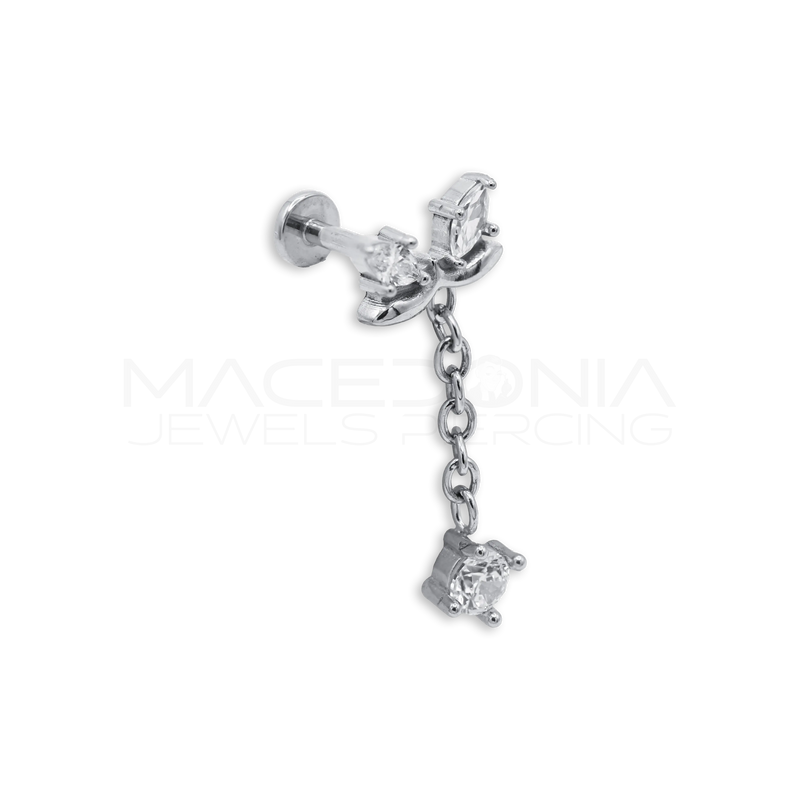 Barretta con Doppio Zircone e Pendente