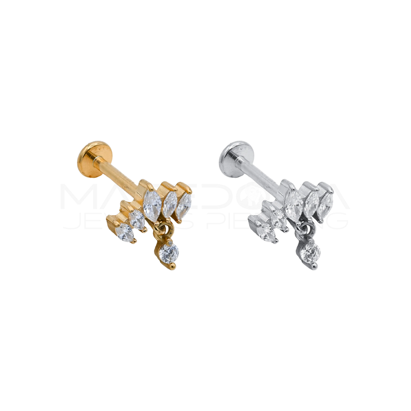 Barretta con Corona e Ciondolo Zirconati in acciaio chirurgico 316L