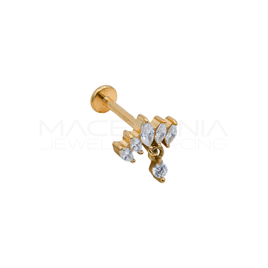 Barretta con Corona e Ciondolo Zirconati in acciaio chirurgico 316L