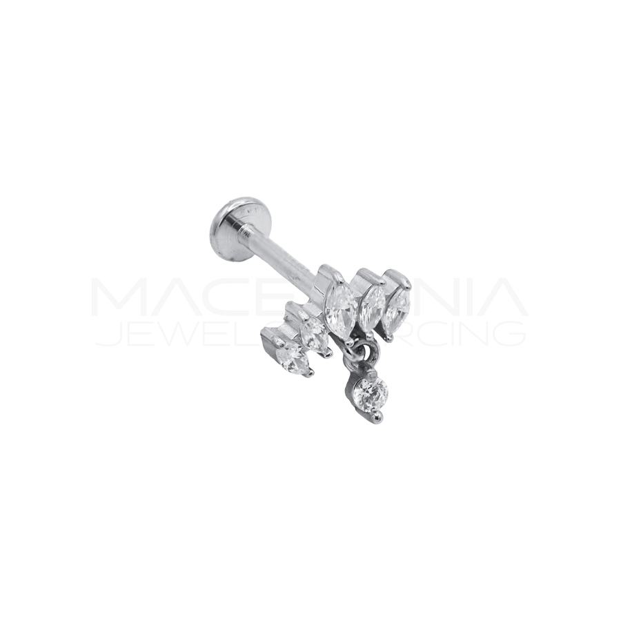Barretta con Corona e Ciondolo Zirconati in acciaio chirurgico 316L