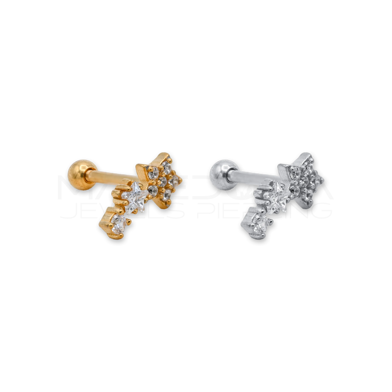 Barretta con Tre Stelle Zirconate