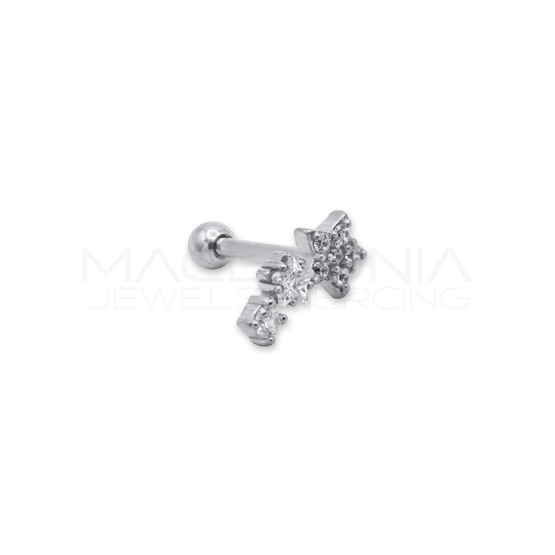 Barretta con Tre Stelle Zirconate