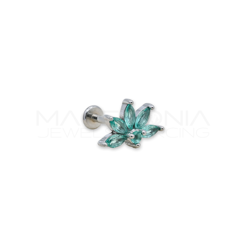 Barretta con Mezzo Fiore Zirconato in acciaio chirurgico 316L