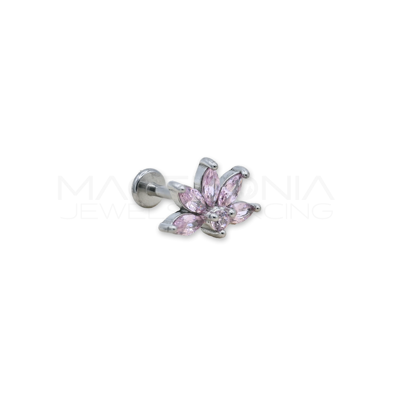 Barretta con Mezzo Fiore Zirconato in acciaio chirurgico 316L