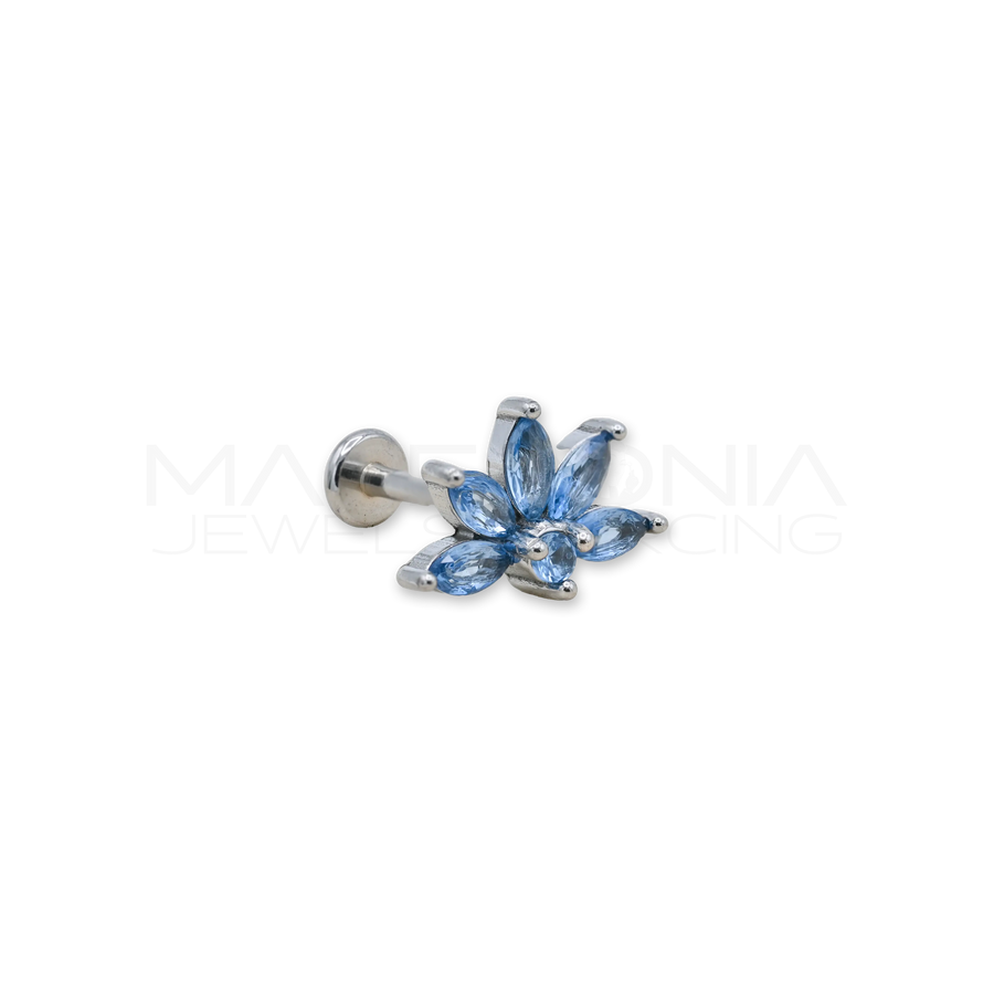 Barretta con Mezzo Fiore Zirconato in acciaio chirurgico 316L