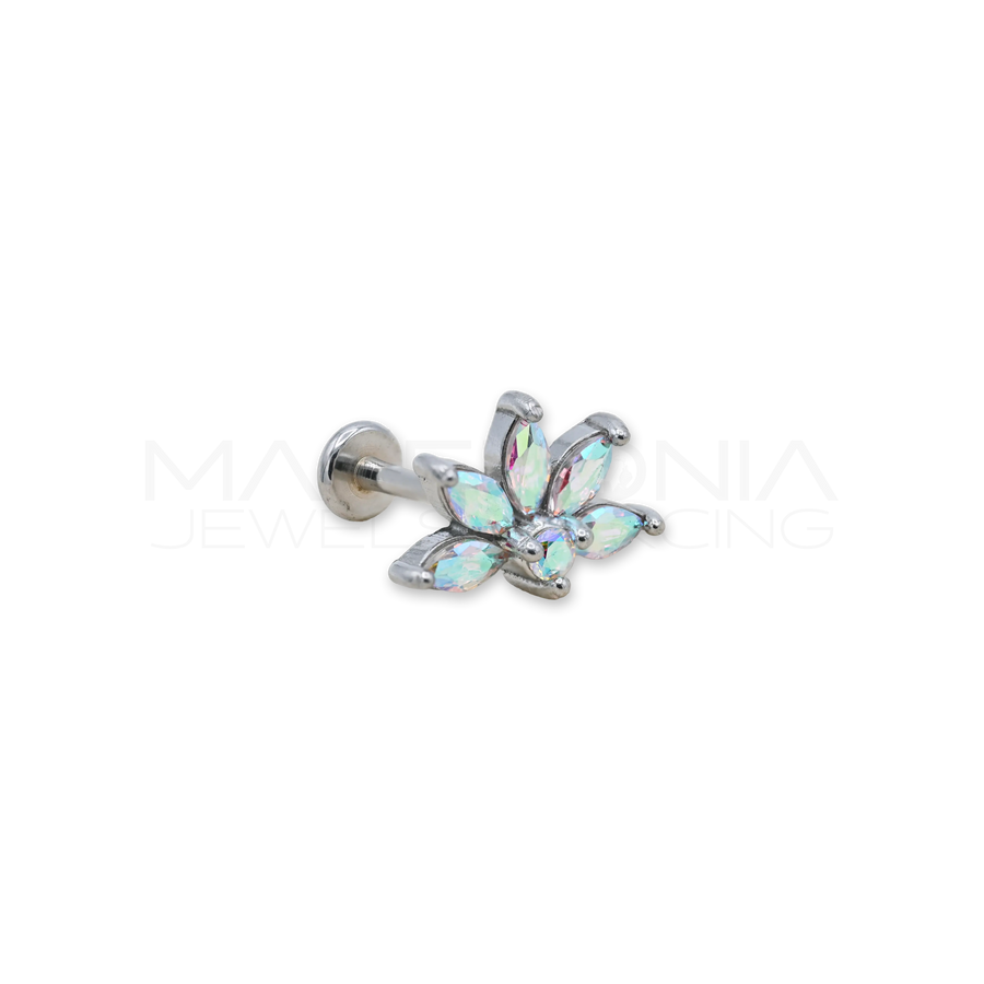 Barretta con Mezzo Fiore Zirconato in acciaio chirurgico 316L