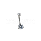 Piercing ombelico a banana in titanio G23 con zirconi