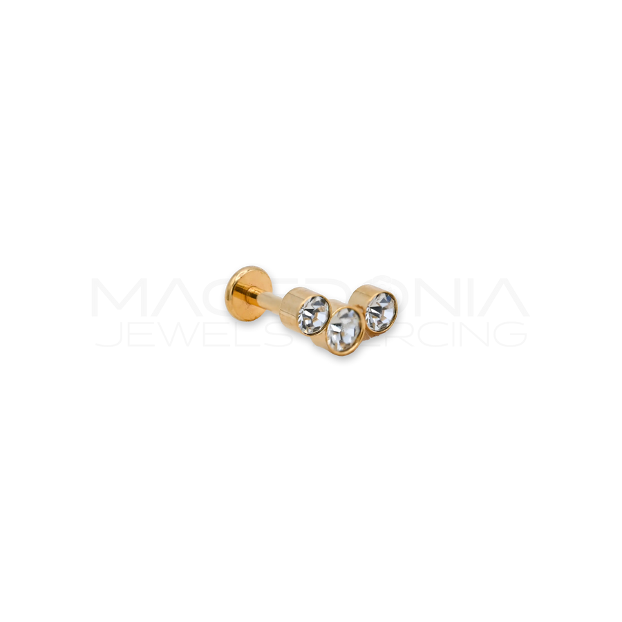Piercing Barretta con Triplo Zircone in Acciaio Chirurgico 316L