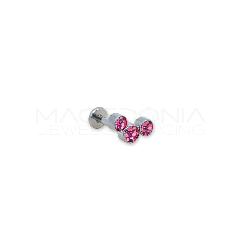 Piercing Barretta con Triplo Zircone in Acciaio Chirurgico 316L