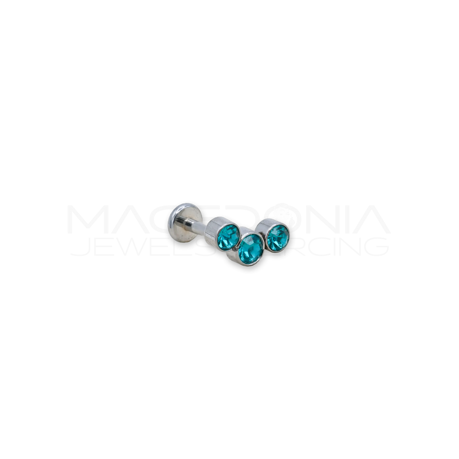 Piercing Barretta con Triplo Zircone in Acciaio Chirurgico 316L