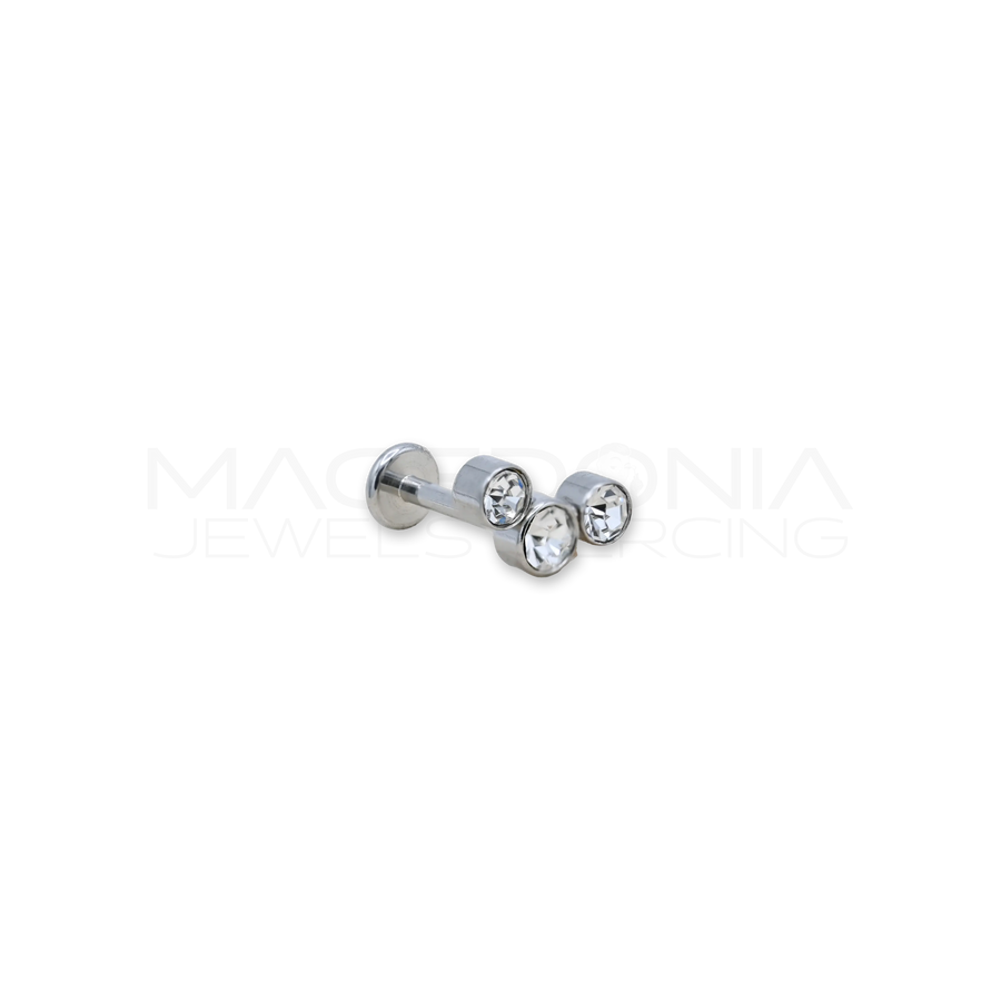 Piercing Barretta con Triplo Zircone in Acciaio Chirurgico 316L