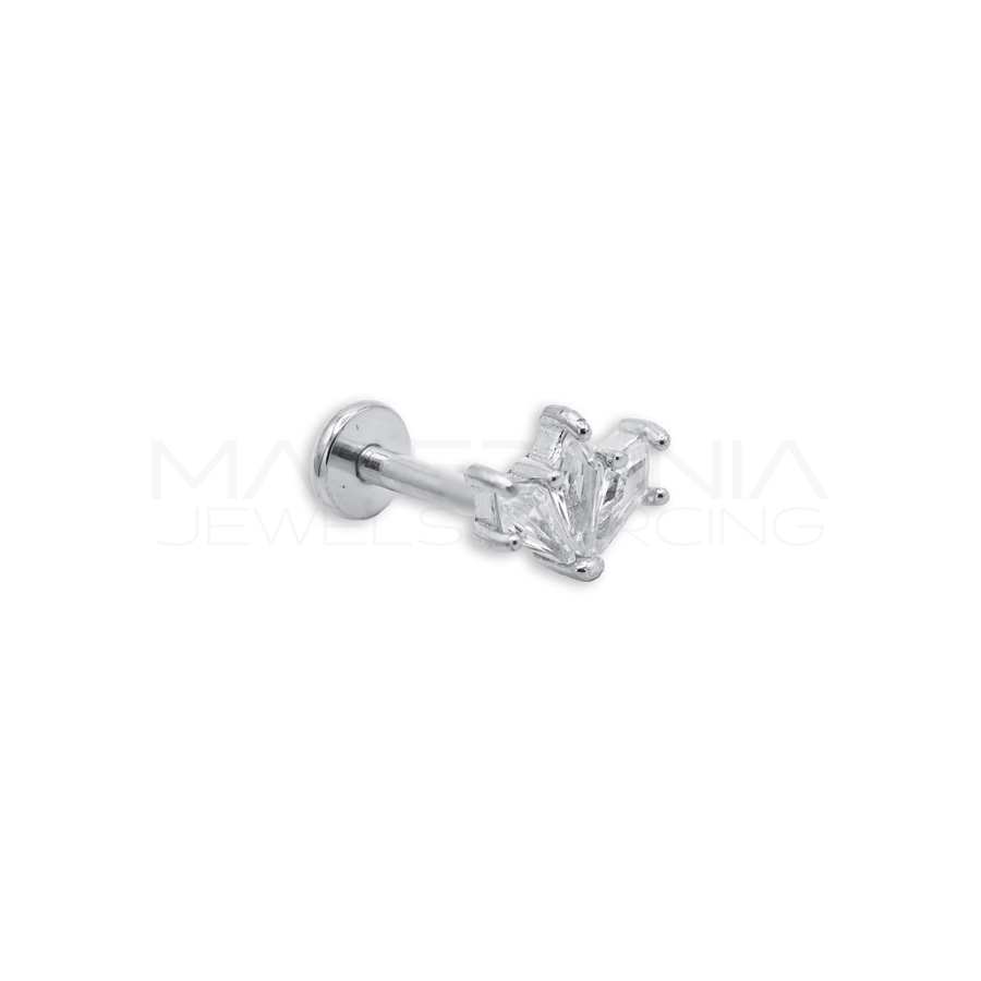 Barretta Mini Corona con Zircone in acciaio chirurgico 316L