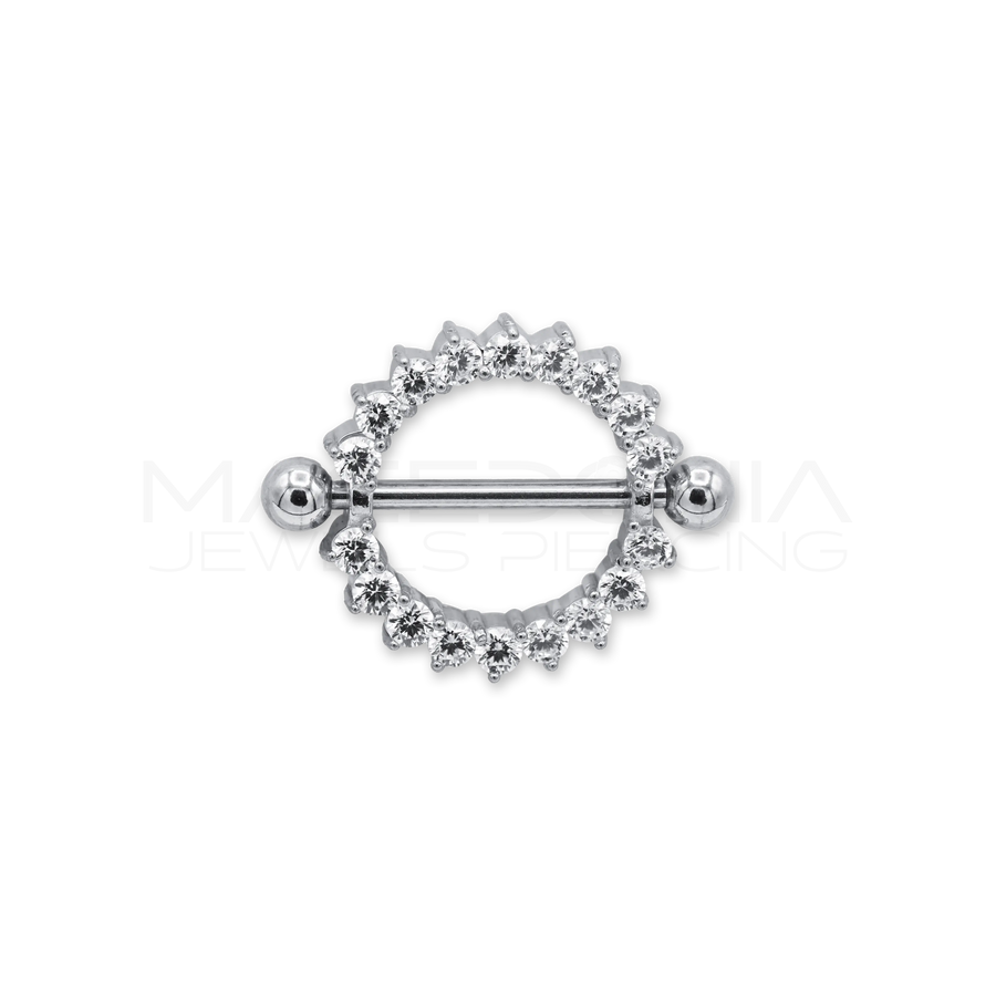 Piercing da Capezzolo in Acciaio Chirurgico 316L con Cerchio Zirconato