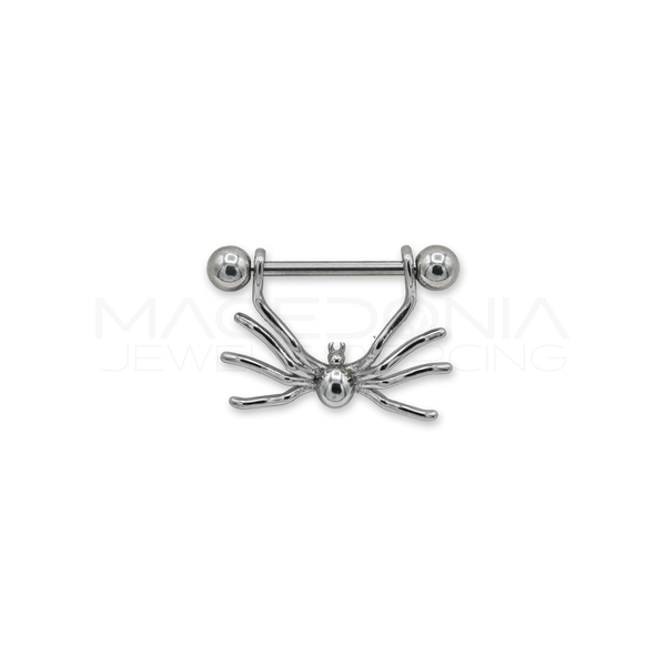 Piercing da Capezzolo in Acciaio Chirurgico 316L con Ciondolo a Forma di Ragno