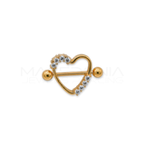 Piercing da Capezzolo in Acciaio Chirurgico 316L con Cuore e Zirconi