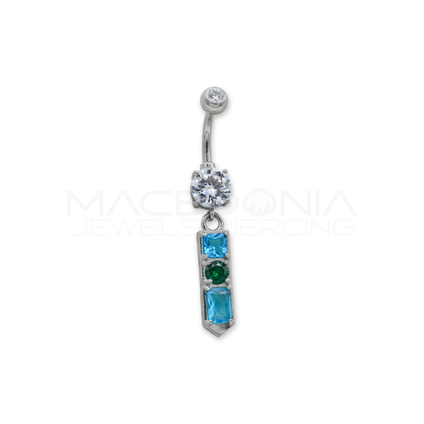 BANANA CON PENDENTE E ZIRCONI AZZURRI E VERDI