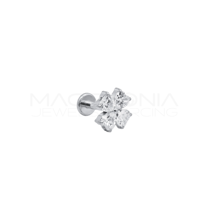 Quadrifoglio con Petali a Forma di Cuore in titanio G23